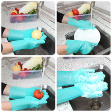 Load image into Gallery viewer, Magic Silicone Gloves with Cleaning Scrubber (Green)