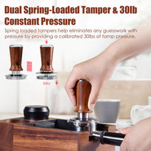 Load image into Gallery viewer, 53.3mm Espresso Hand Tamper, MATOW Calibrated Spring Loaded Coffee with Stainless Steel Ripple Base, Pro-barista 30lbs Espresso Tamper with Red Rosewood Handle Fits Breville 54mm Series Portafilter
