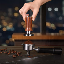 Load image into Gallery viewer, 53.3mm Espresso Hand Tamper, MATOW Calibrated Spring Loaded Coffee with Stainless Steel Ripple Base, Pro-barista 30lbs Espresso Tamper with Red Rosewood Handle Fits Breville 54mm Series Portafilter