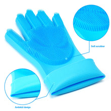 Load image into Gallery viewer, Magic Silicone Gloves with Cleaning Scrubber (Blue)
