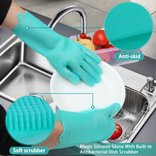 Load image into Gallery viewer, Magic Silicone Gloves with Cleaning Scrubber (Green)
