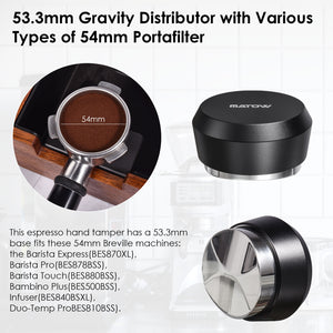 MATOW 53.3mm Coffee Gravity Distributor, Espresso Adaptive Distribution Tool Compatible with 54mm Breville Portafilter