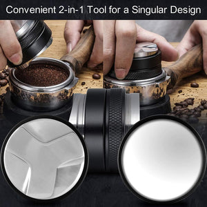 51mm Espresso Tamper & Distributor, MATOW Dual Head Coffee Leveler Fits 51mm Delonghi Portafilter, Adjustable Depth