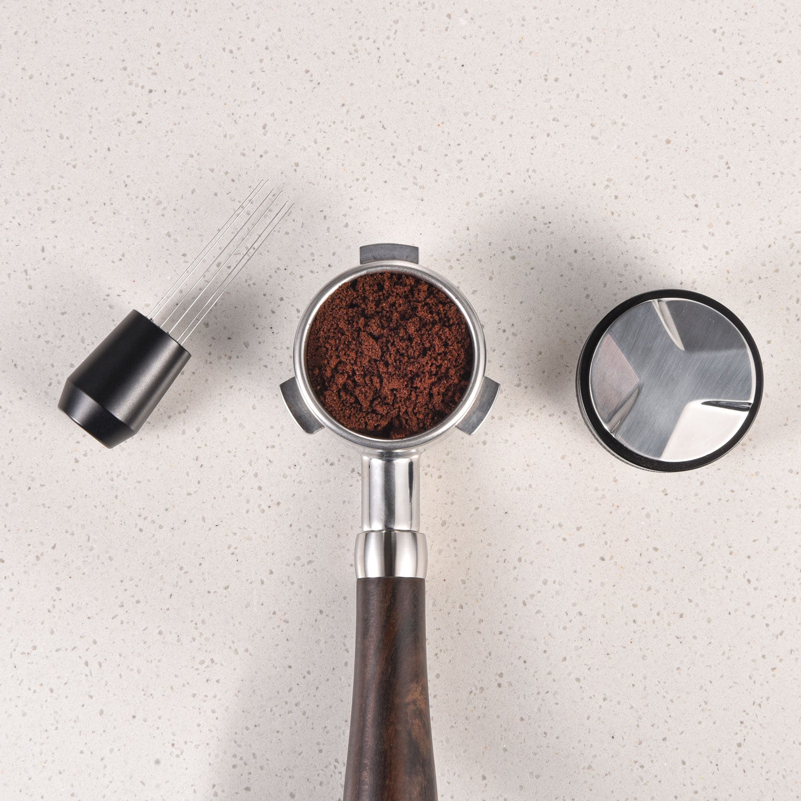 2Pc Espresso Distribution Tool,Espresso Stirrer Tool with Natural Wood Hand  Z4T6